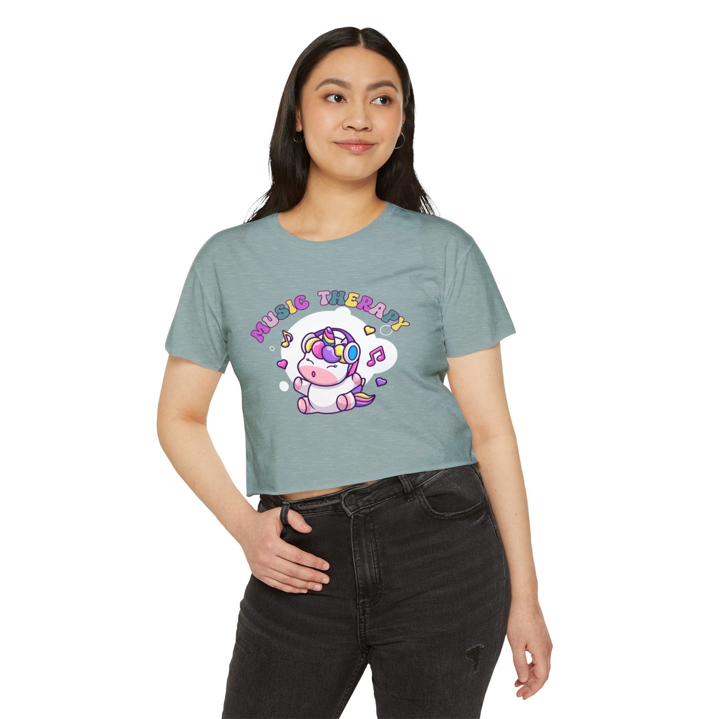 Music Therapy Unicorn Crop Top