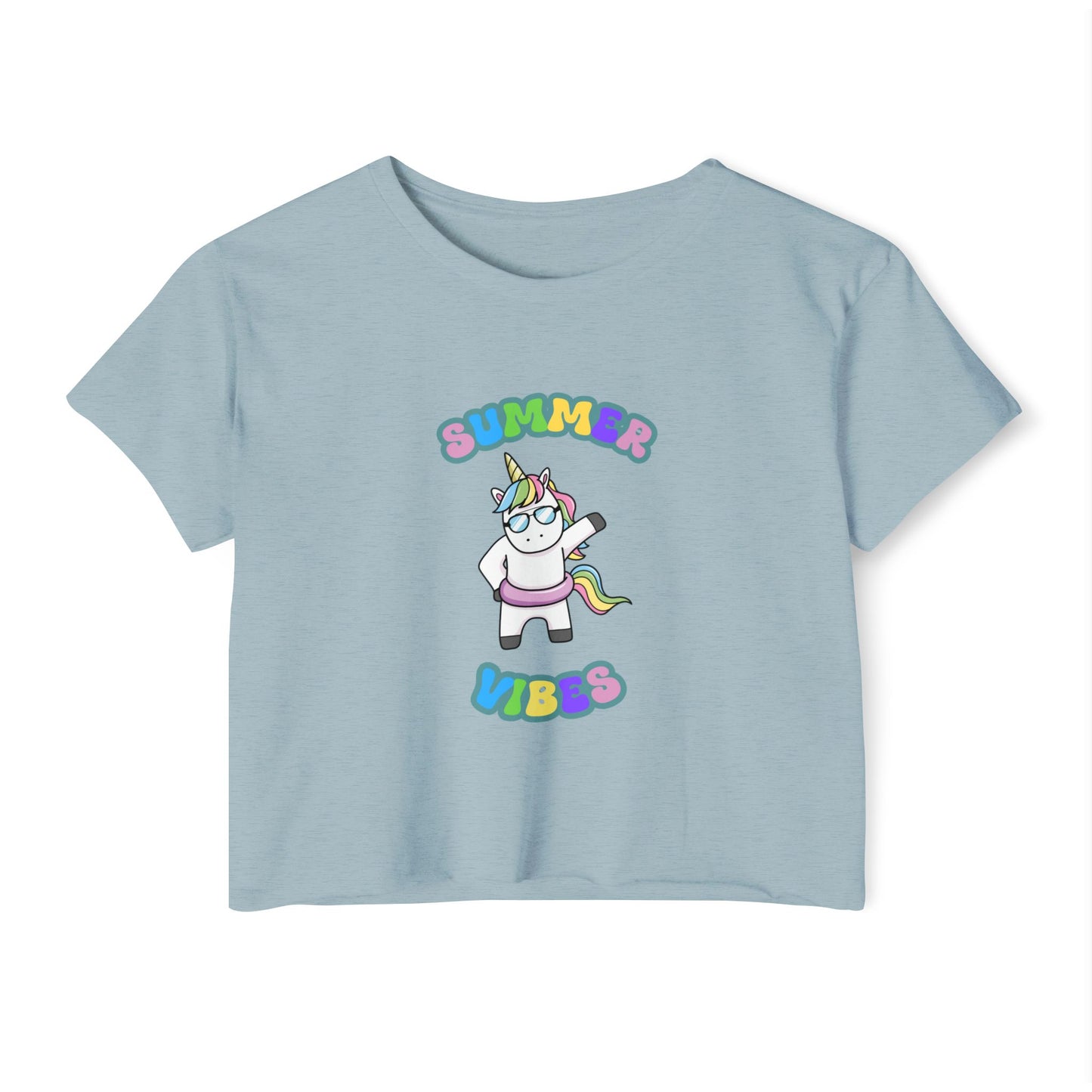 Summer Vibes Unicorn Crop Top