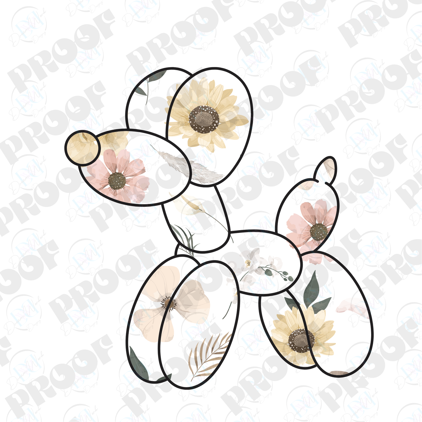 Balloon Dog Flowers (Multiple Options Apparel)