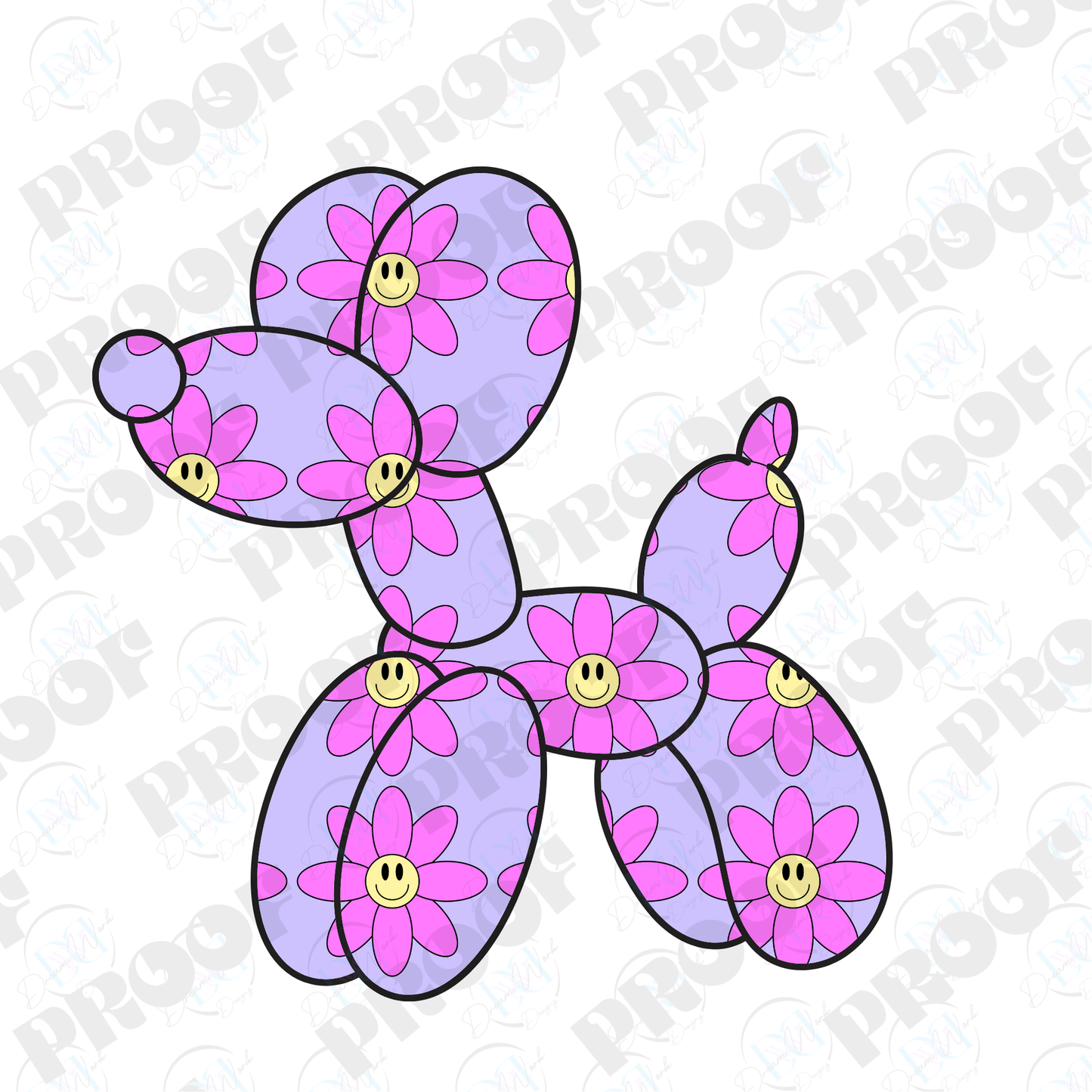 Balloon Dog Flowers (Multiple Options Apparel)