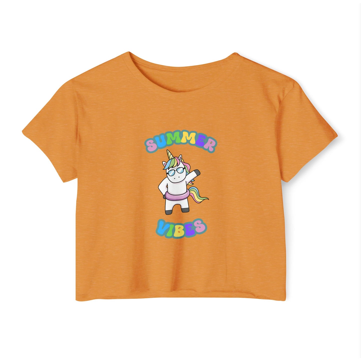 Summer Vibes Unicorn Crop Top