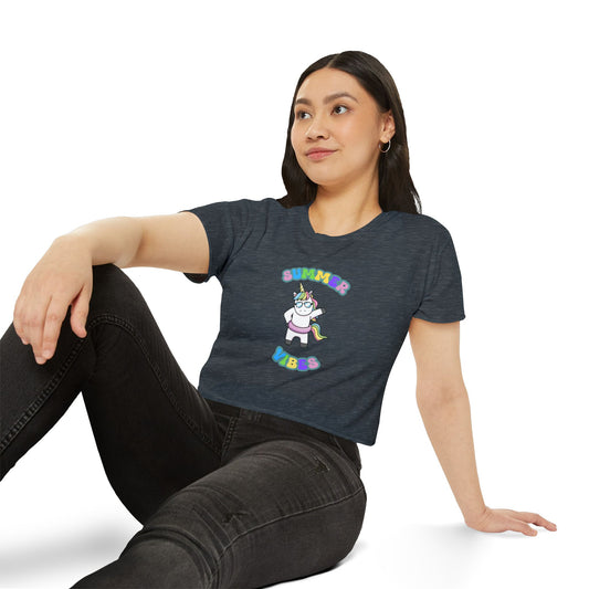 Summer Vibes Unicorn Crop Top