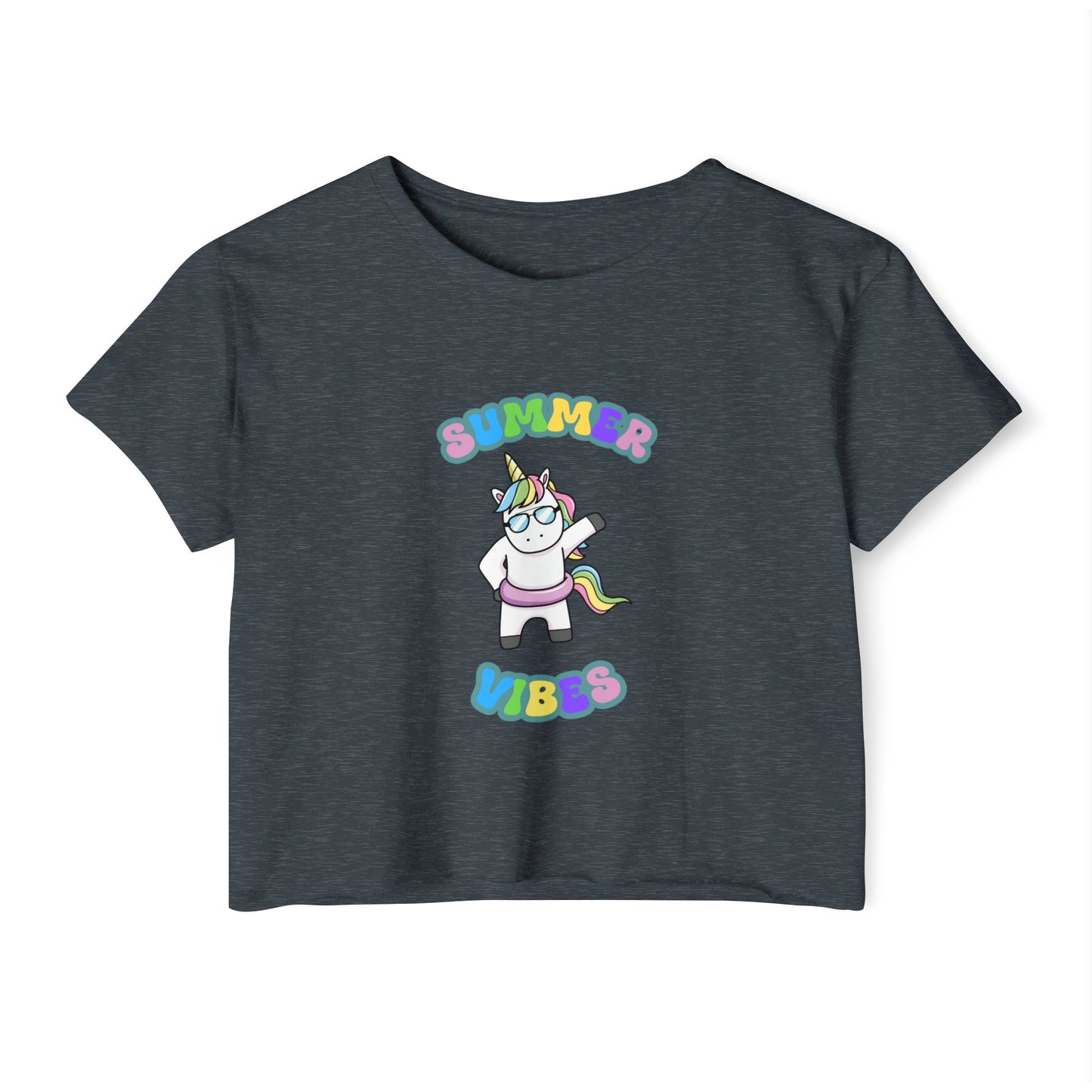 Summer Vibes Unicorn Crop Top