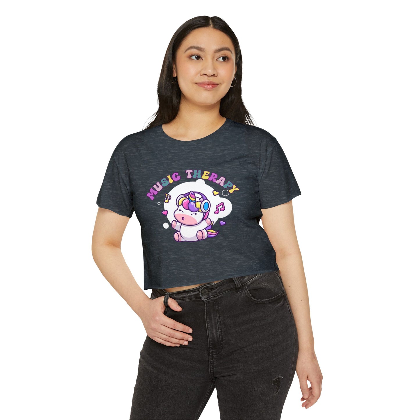 Music Therapy Unicorn Crop Top