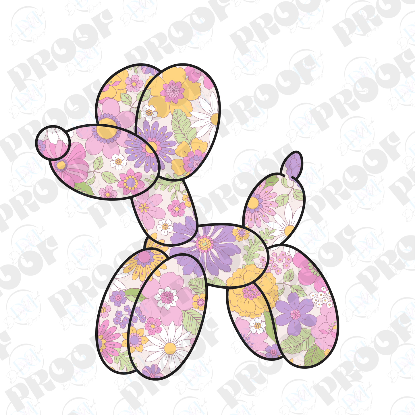 Balloon Dog Flowers (Multiple Options Apparel)