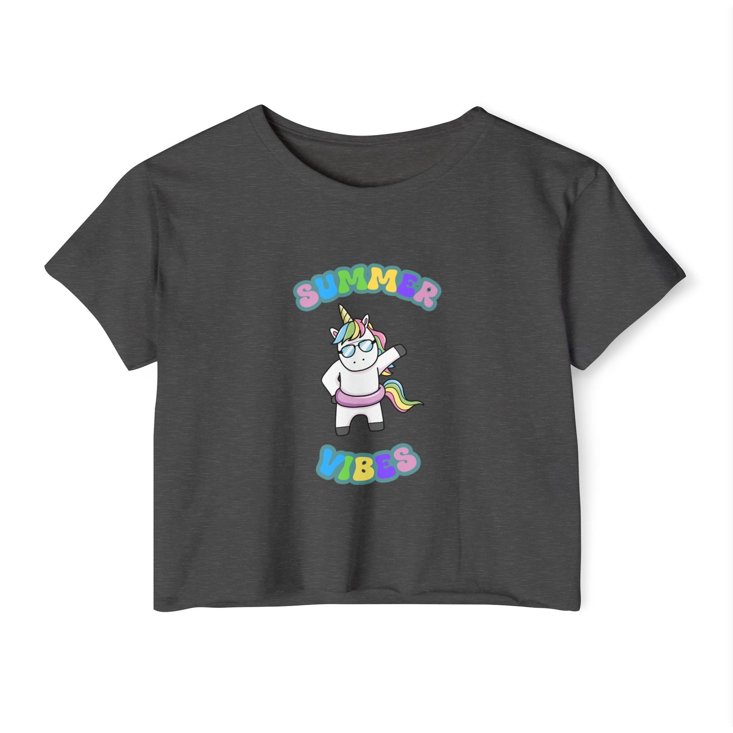 Summer Vibes Unicorn Crop Top
