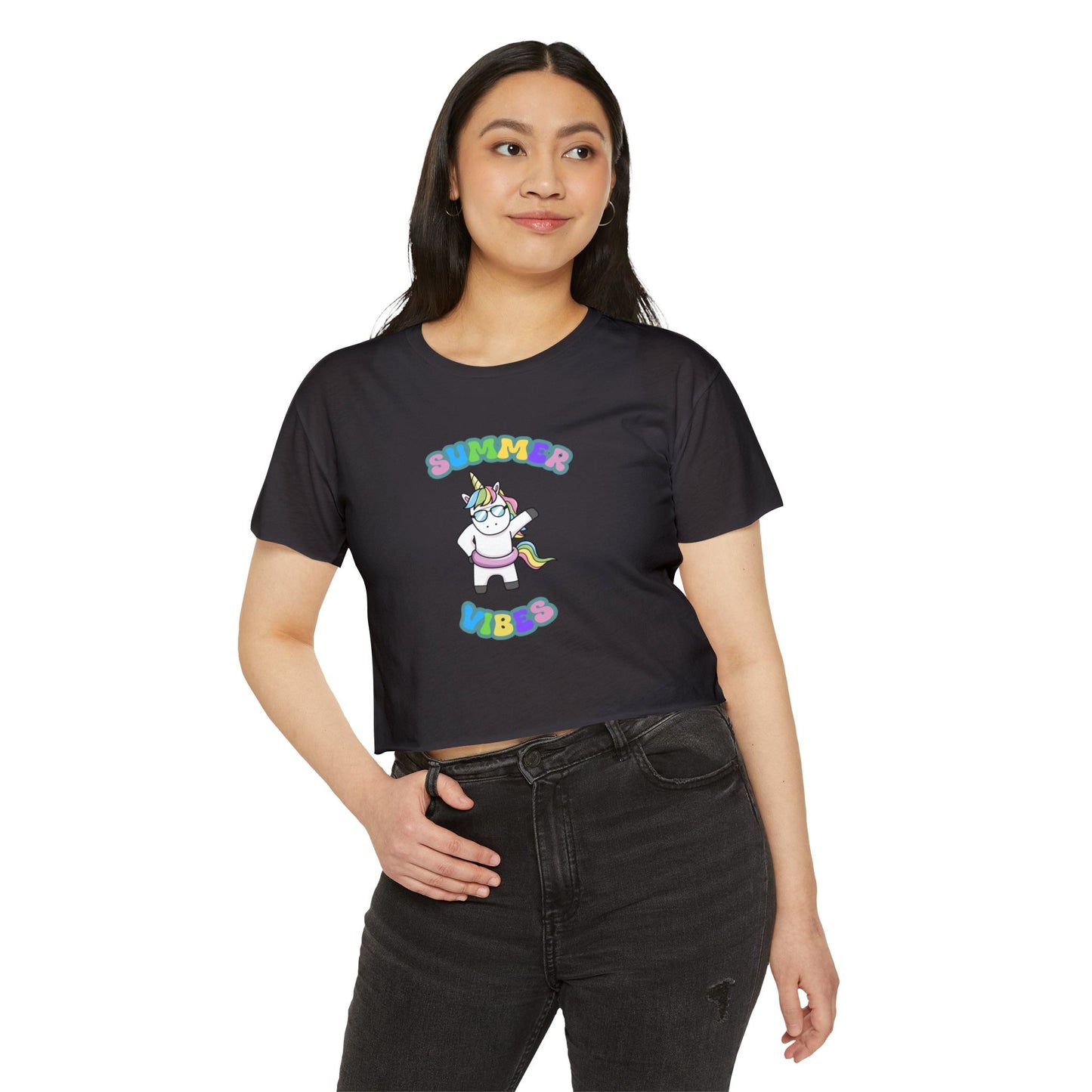 Summer Vibes Unicorn Crop Top