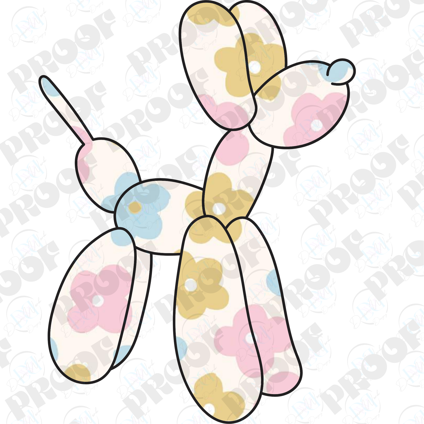 Balloon Dog Flowers (Multiple Options Apparel)