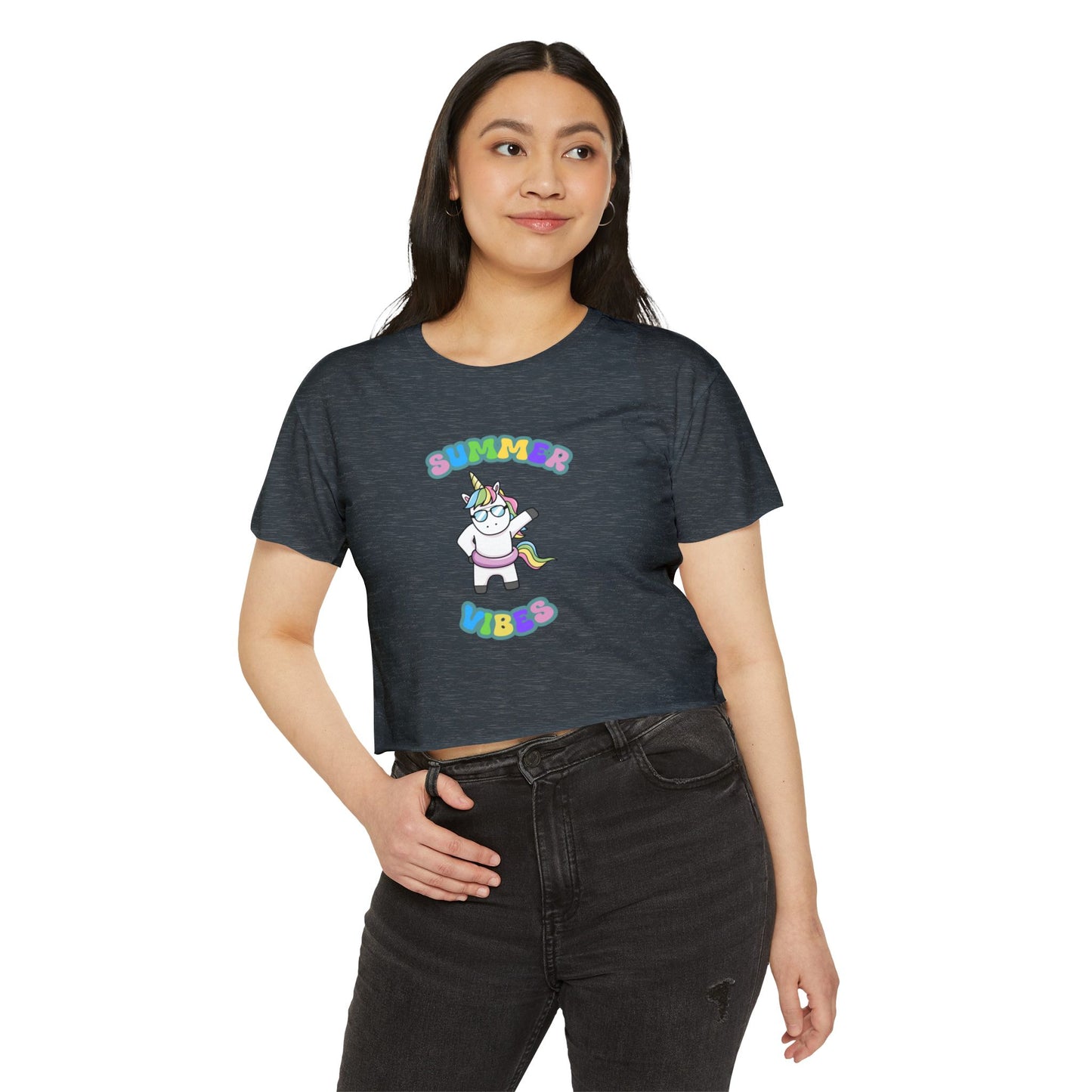 Summer Vibes Unicorn Crop Top