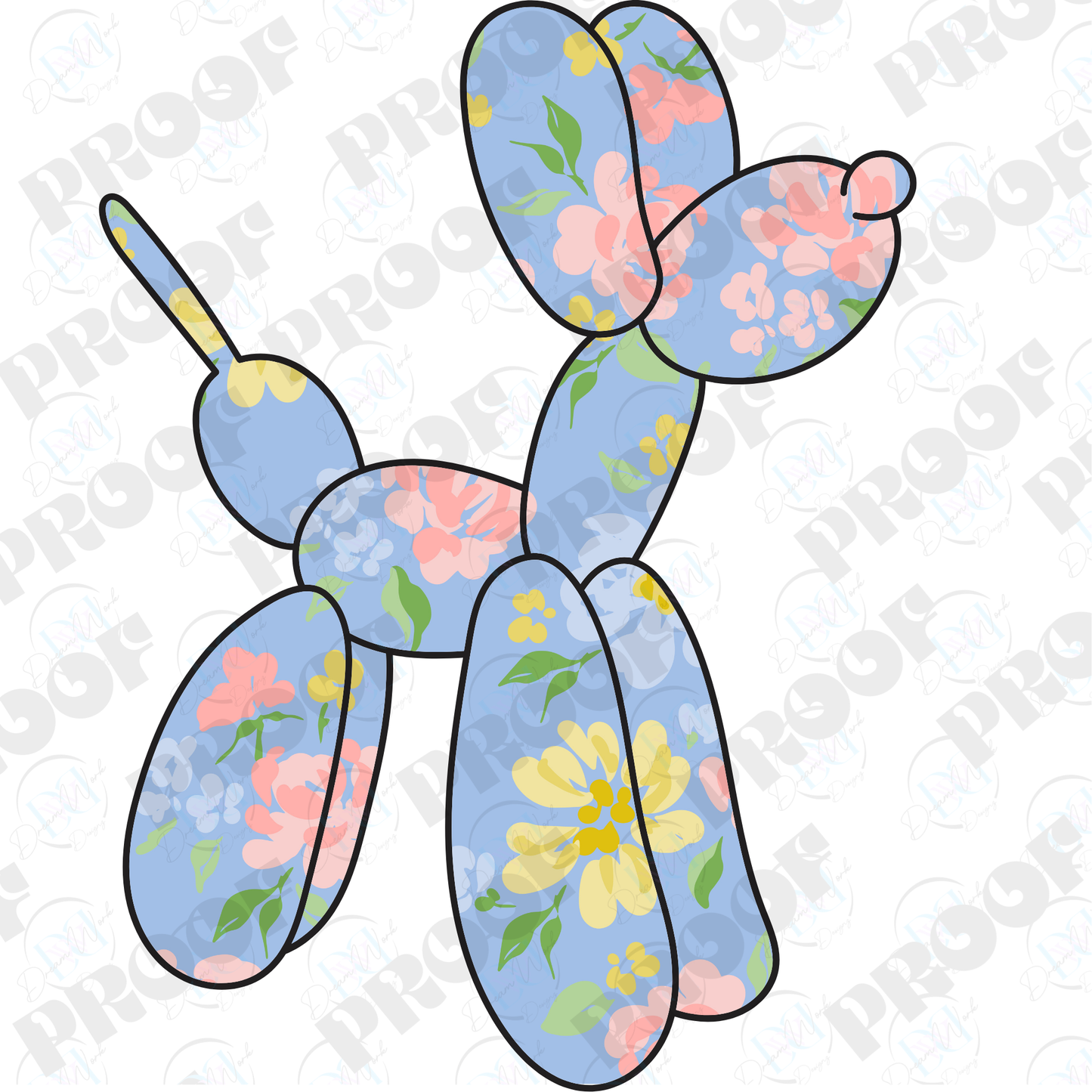 Balloon Dog Flowers (Multiple Options Apparel)