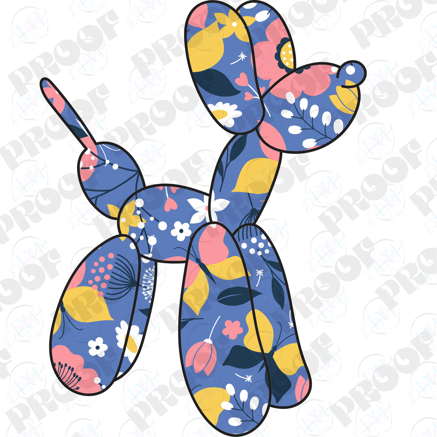 Balloon Dog Flowers (Multiple Options Apparel)