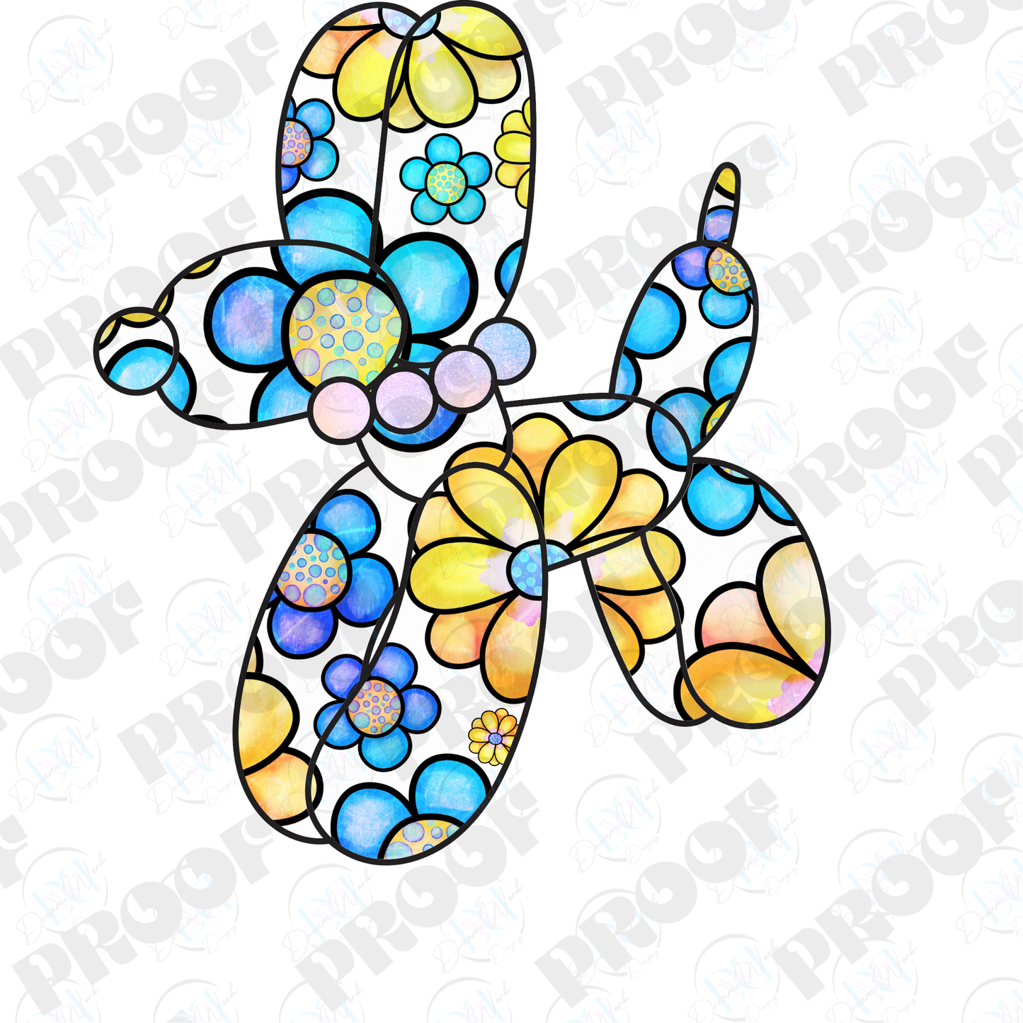 Balloon Dog Flowers (Multiple Options Apparel)