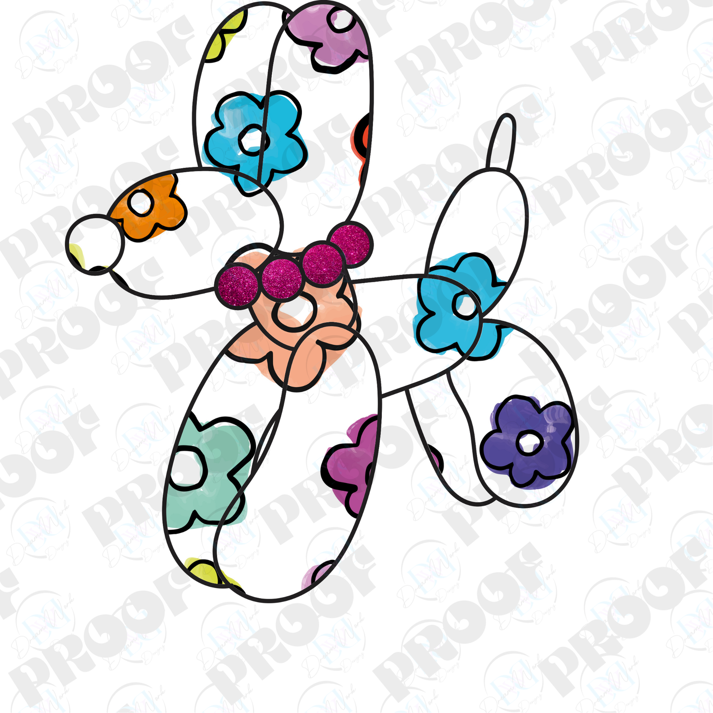 Balloon Dog Flowers (Multiple Options Apparel)