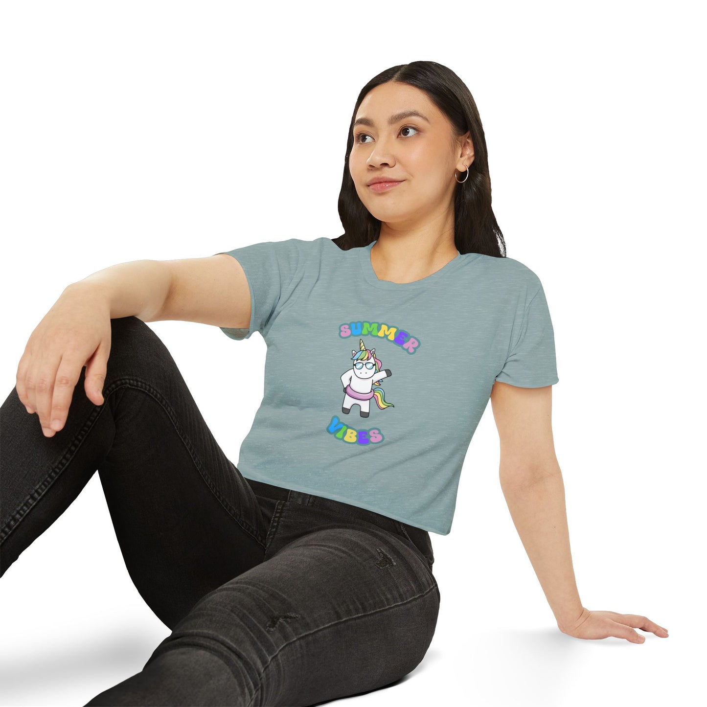Summer Vibes Unicorn Crop Top
