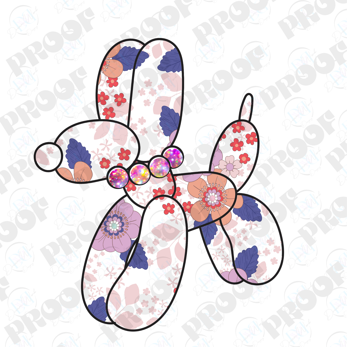 Balloon Dog Flowers (Multiple Options Apparel)