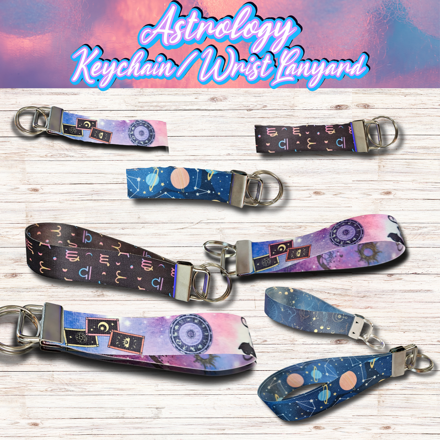 Astrology Keychain / Wrist Lanyard