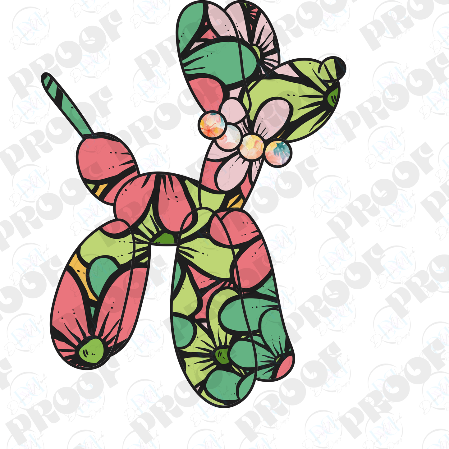 Balloon Dog Flowers (Multiple Options Apparel)