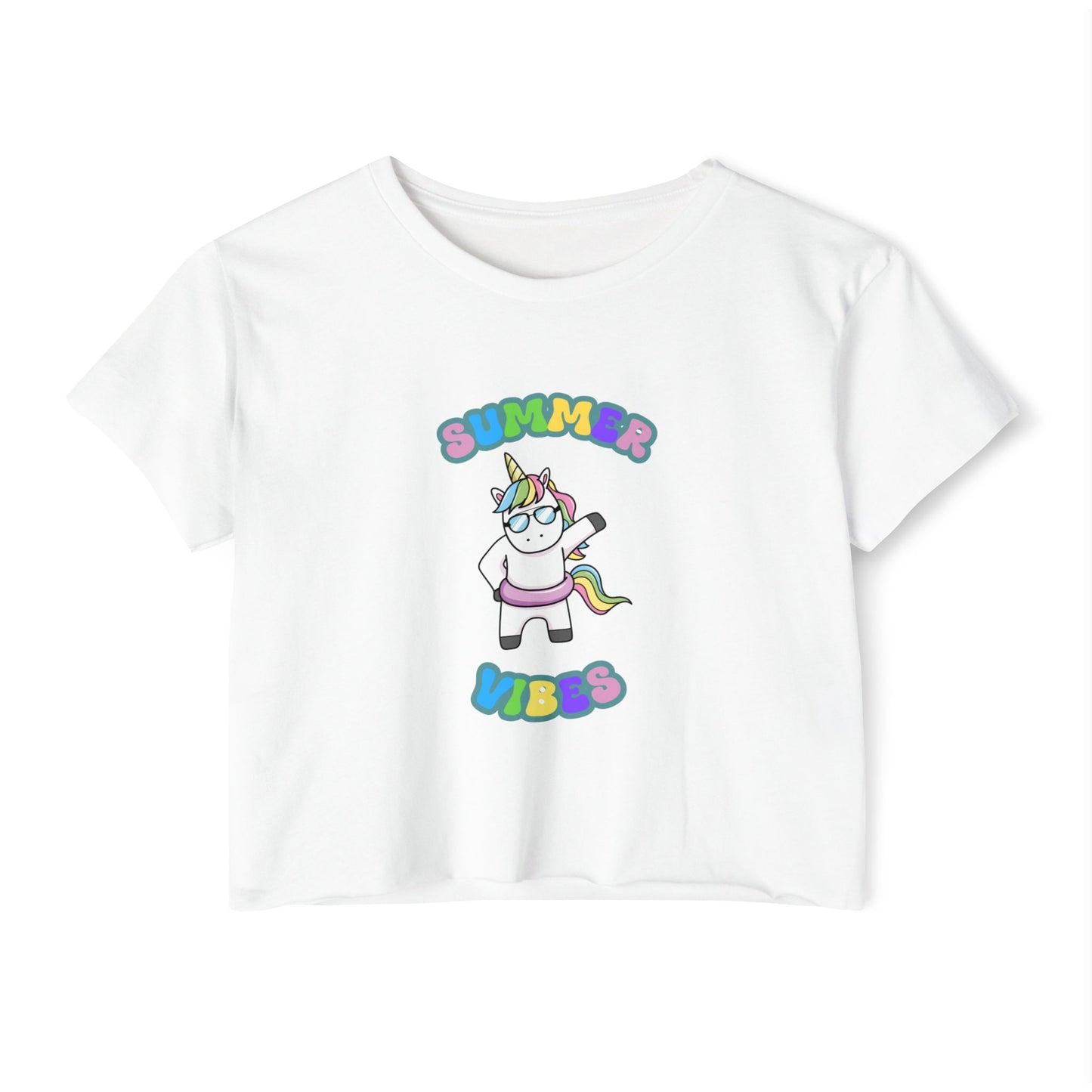 Summer Vibes Unicorn Crop Top