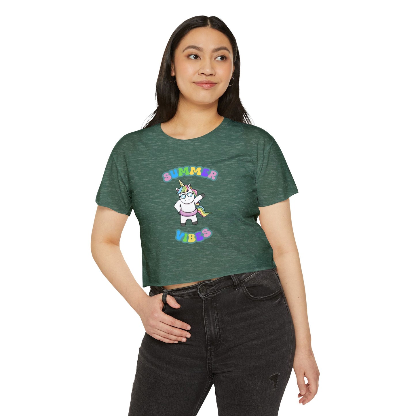 Summer Vibes Unicorn Crop Top