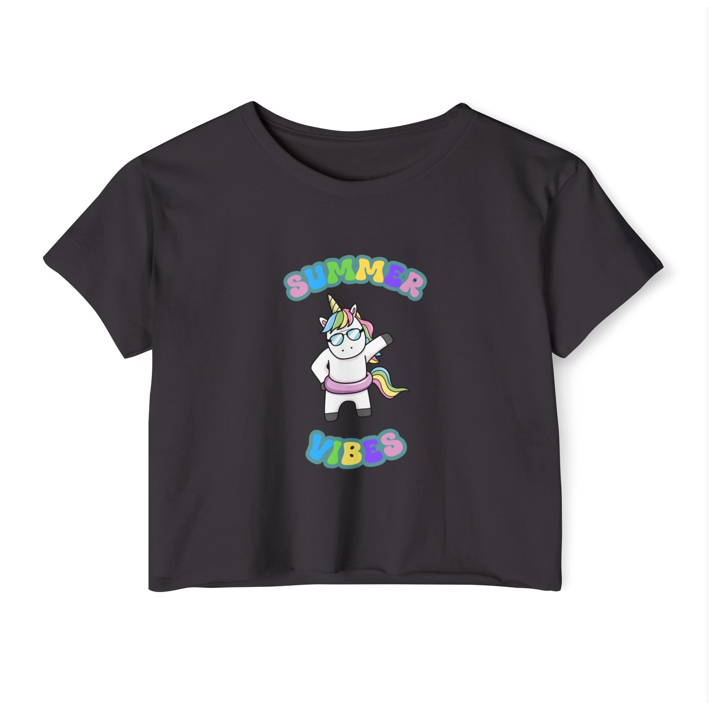 Summer Vibes Unicorn Crop Top