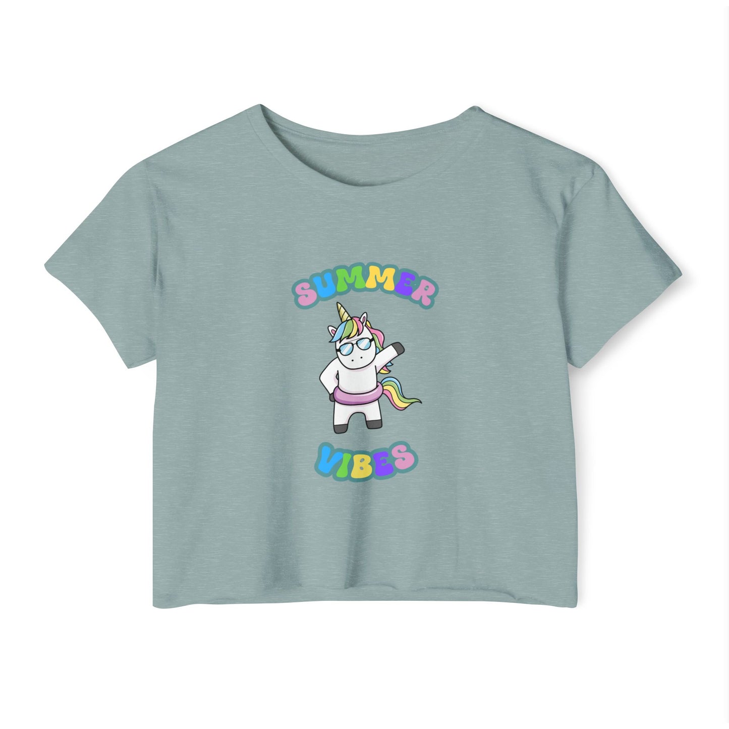 Summer Vibes Unicorn Crop Top