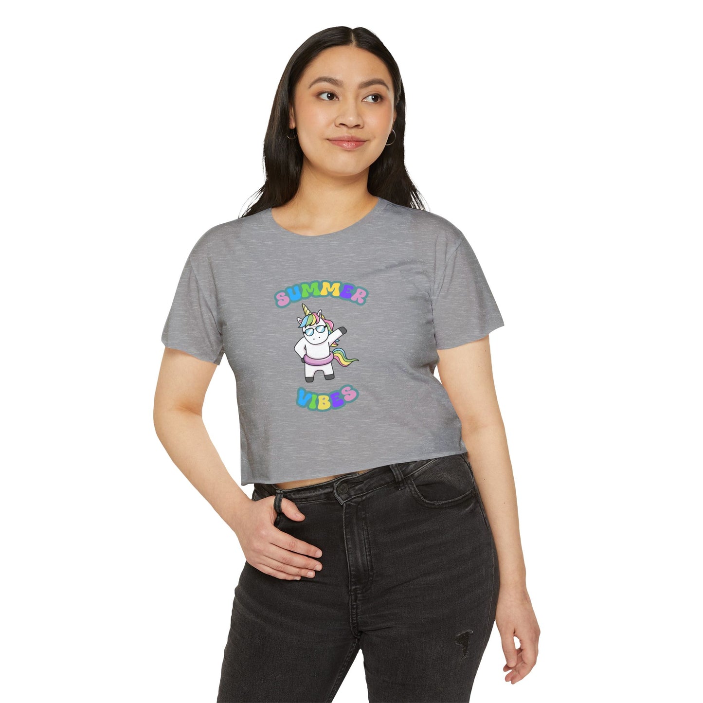 Summer Vibes Unicorn Crop Top