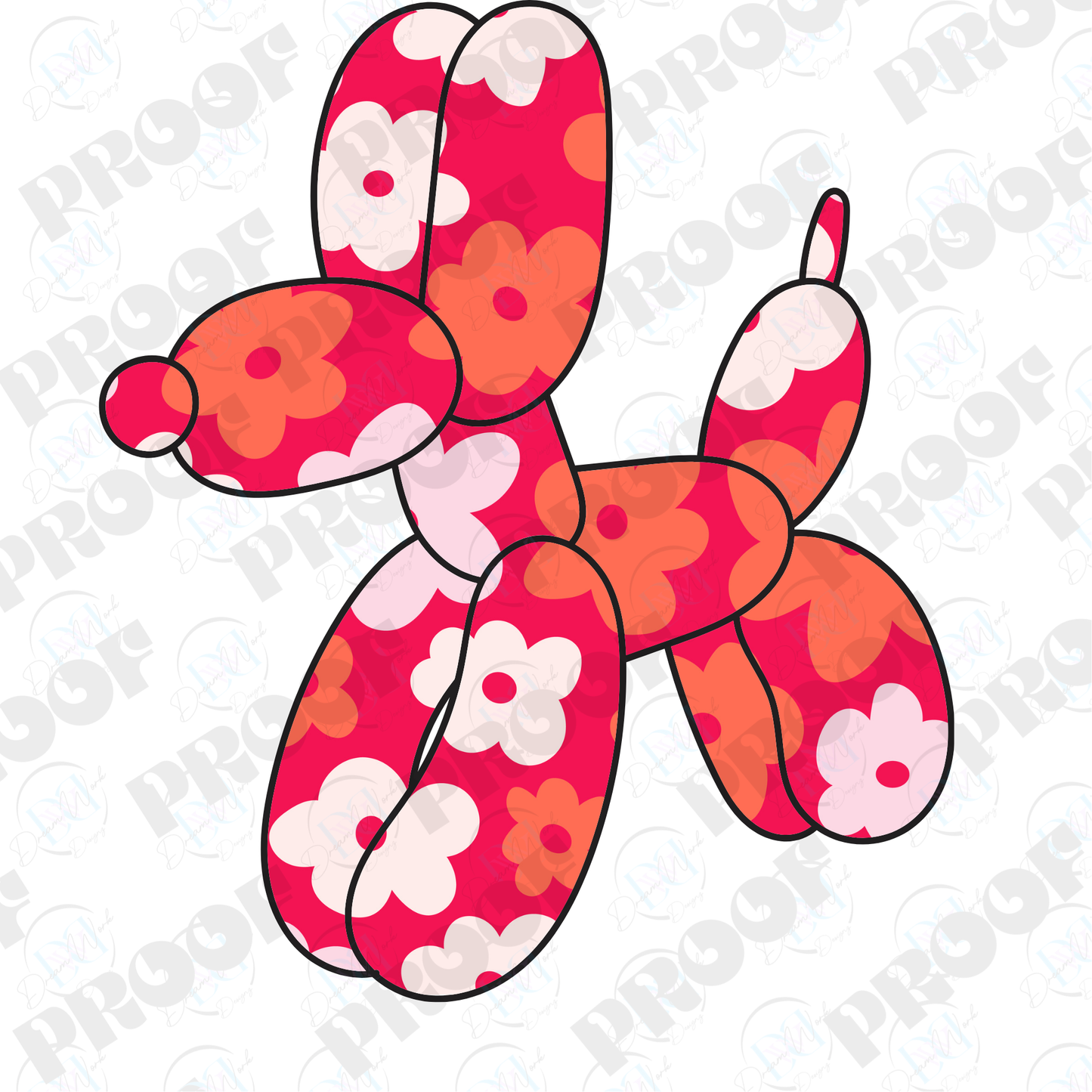 Balloon Dog Flowers (Multiple Options Apparel)