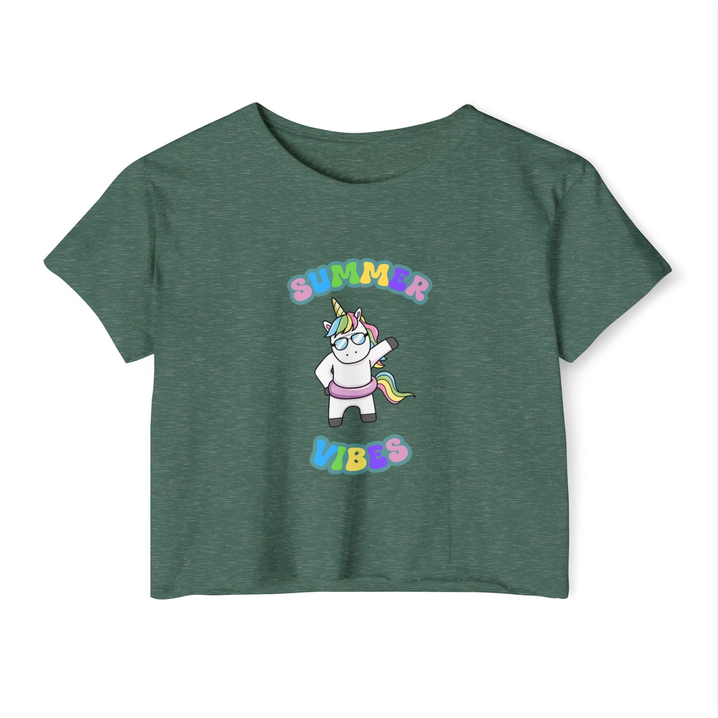 Summer Vibes Unicorn Crop Top