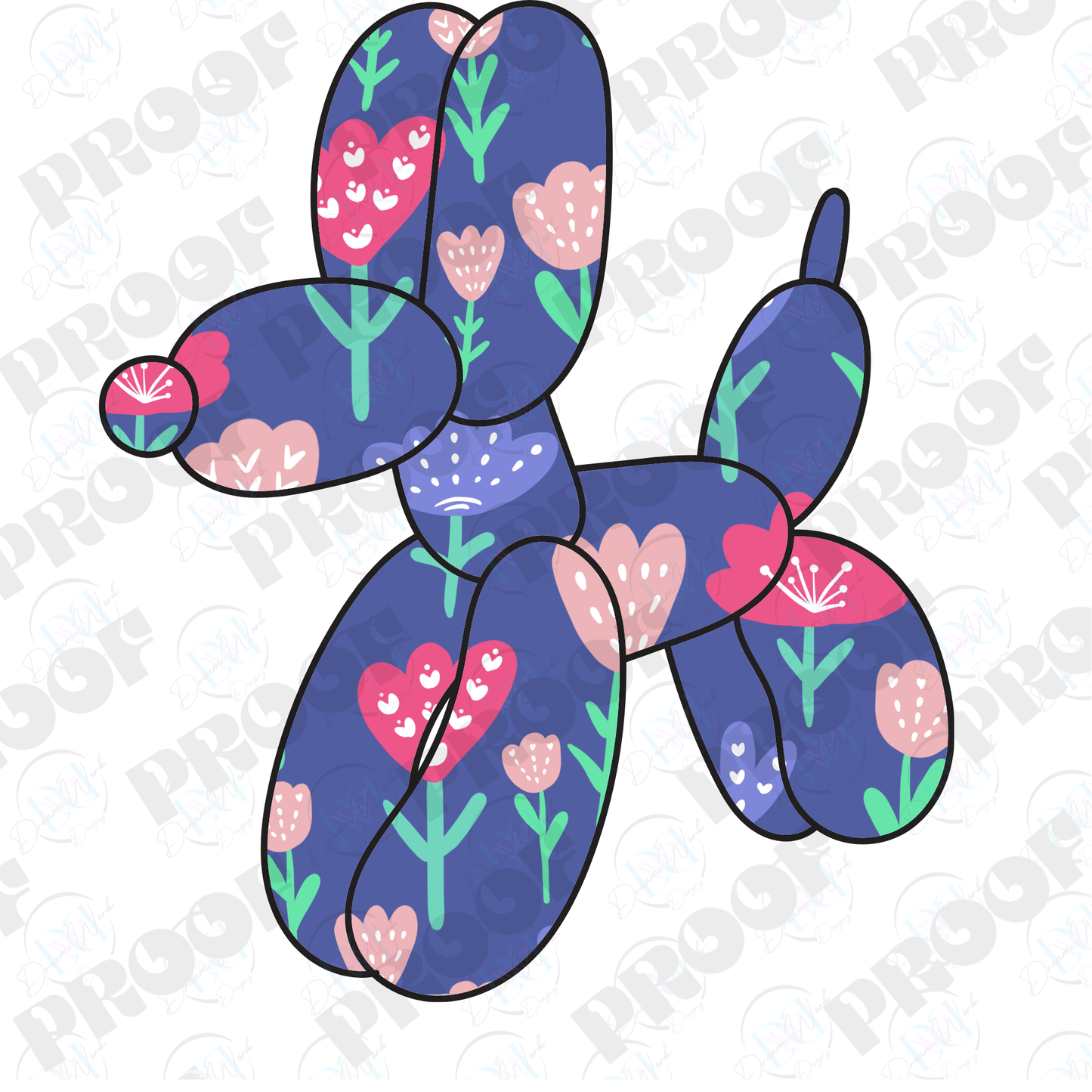 Balloon Dog Flowers (Multiple Options Apparel)