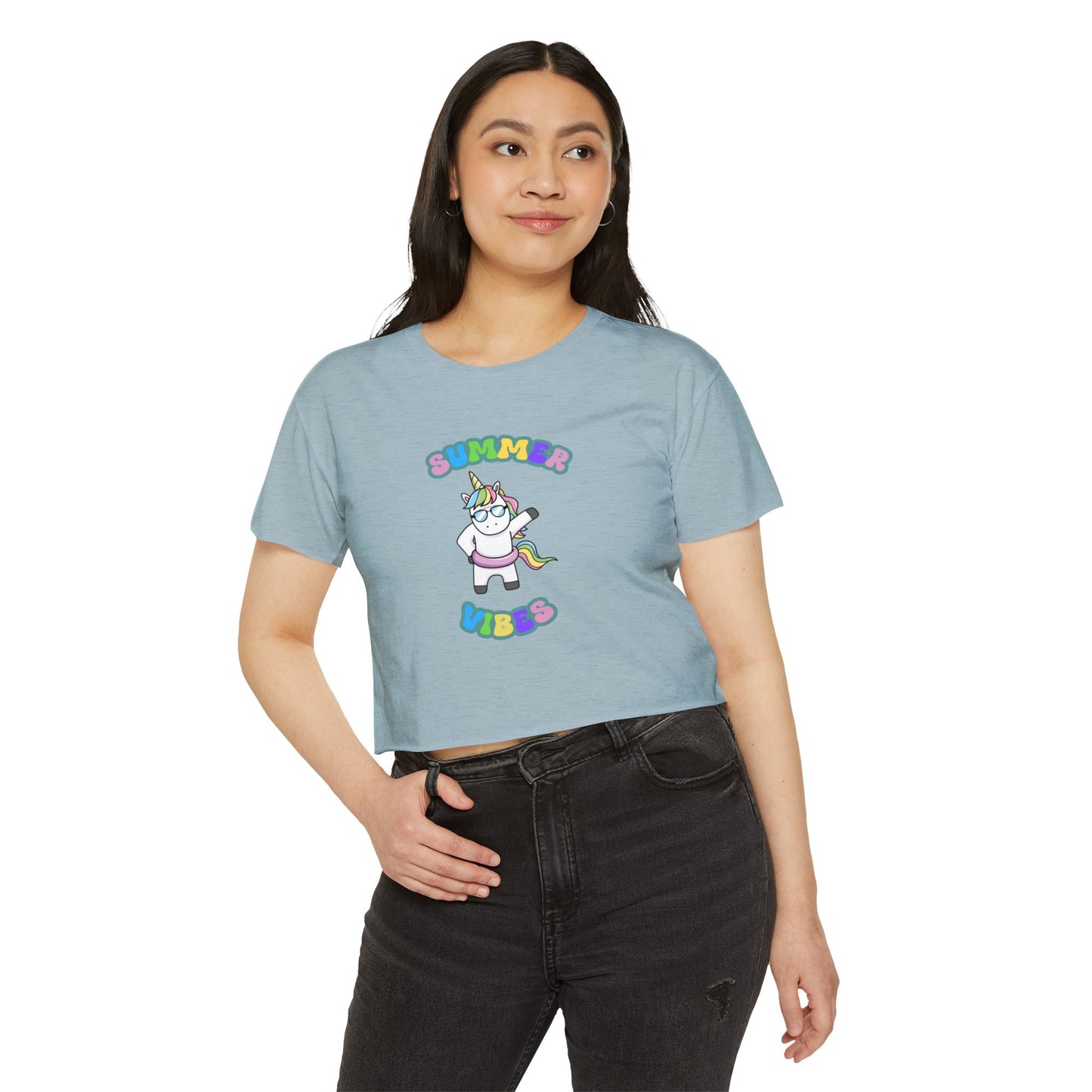 Summer Vibes Unicorn Crop Top