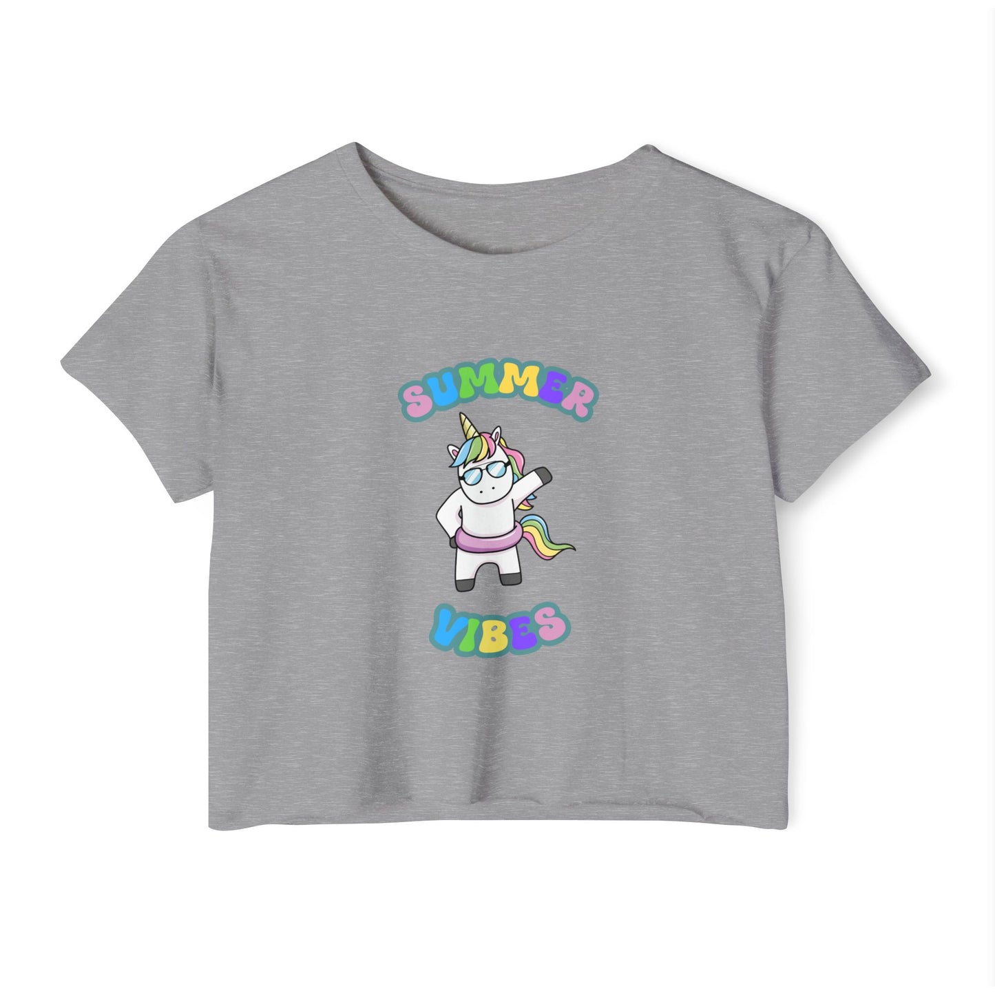 Summer Vibes Unicorn Crop Top