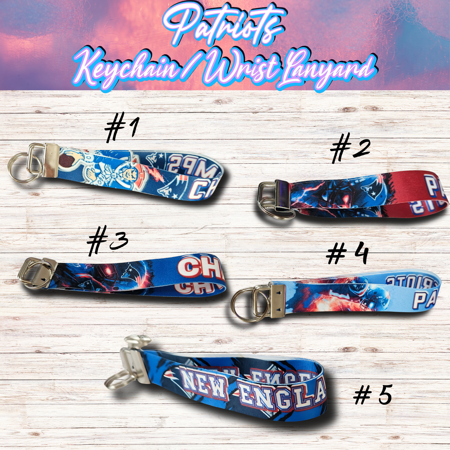 New England Patriots Keychain / Wrist Lanyard