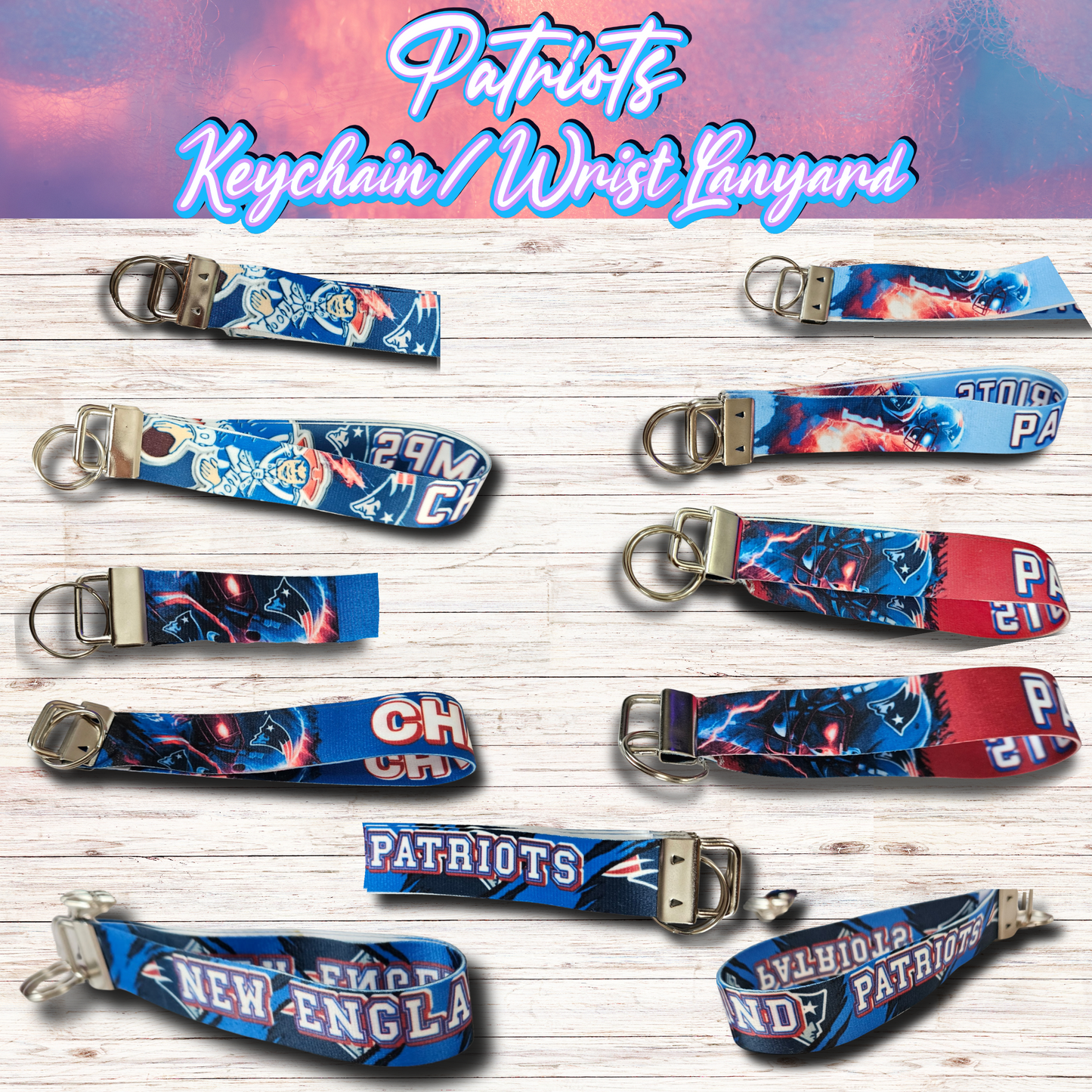 New England Patriots Keychain / Wrist Lanyard