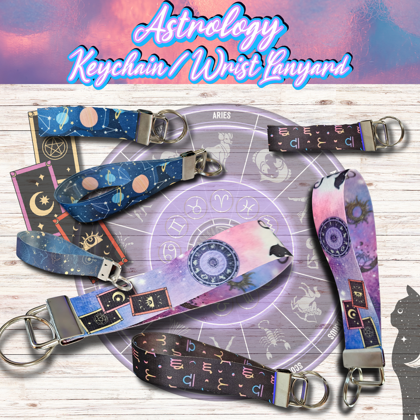 Astrology Keychain / Wrist Lanyard